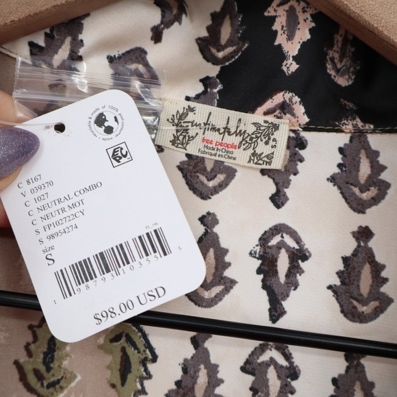 Free People Dreamy Days Pajamas Shirt Womens S Multi Long Sleeve Spread Collar - Picture 3 of 6